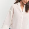 Overhemd met kimonomouwen en linnenlook