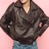 Oversize 100% leer trenchcoat