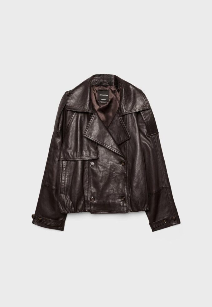 Oversize 100% leer trenchcoat