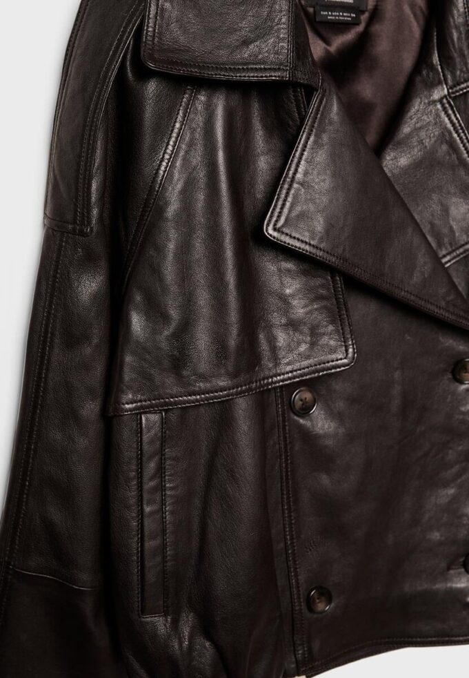Oversize 100% leer trenchcoat