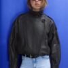Oversize 100% leerjas met klep