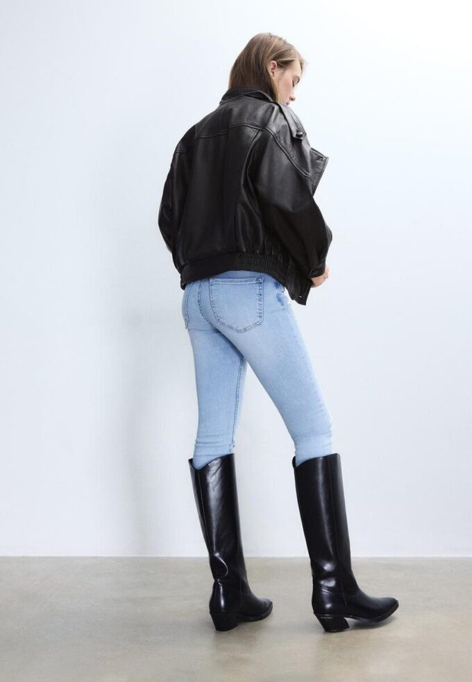 Oversize 100% leerjas met klep