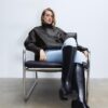 Oversize 100% leerjas met klep