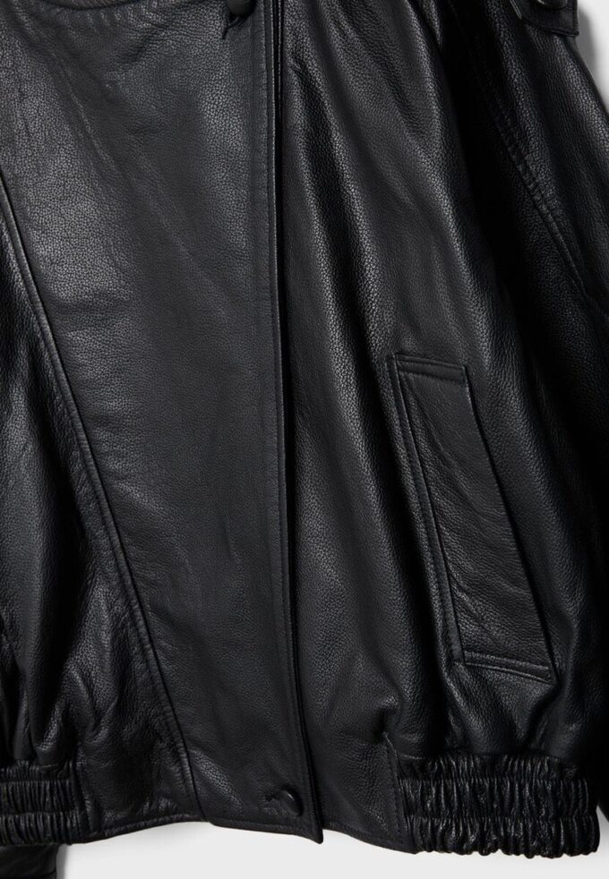 Oversize 100% leerjas met klep