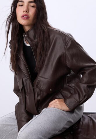 Oversize imitatieleren jas