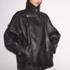 Oversize imitatieleren jasje met revers Oversize imitatieleren jasje met revers