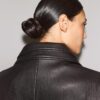 Oversize imitatieleren jasje met revers Oversize imitatieleren jasje met revers