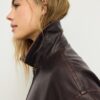 Oversize jas met gewassen leereffect