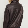 Oversize jas met gewassen leereffect