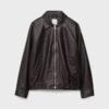 Oversize jas met gewassen leereffect