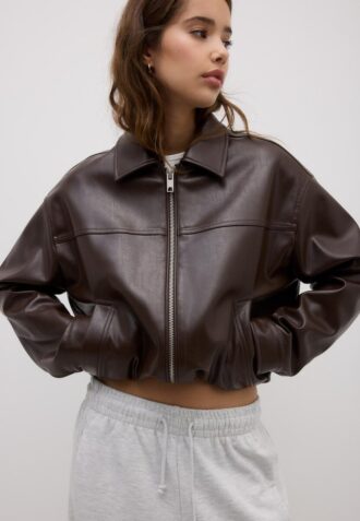 Oversize jas met leerlook