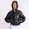 Oversize jas met leerlook