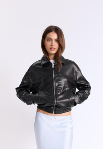 Oversize jas met leerlook