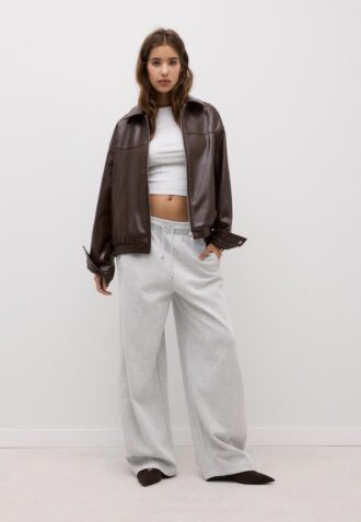 Oversize jas met leerlook