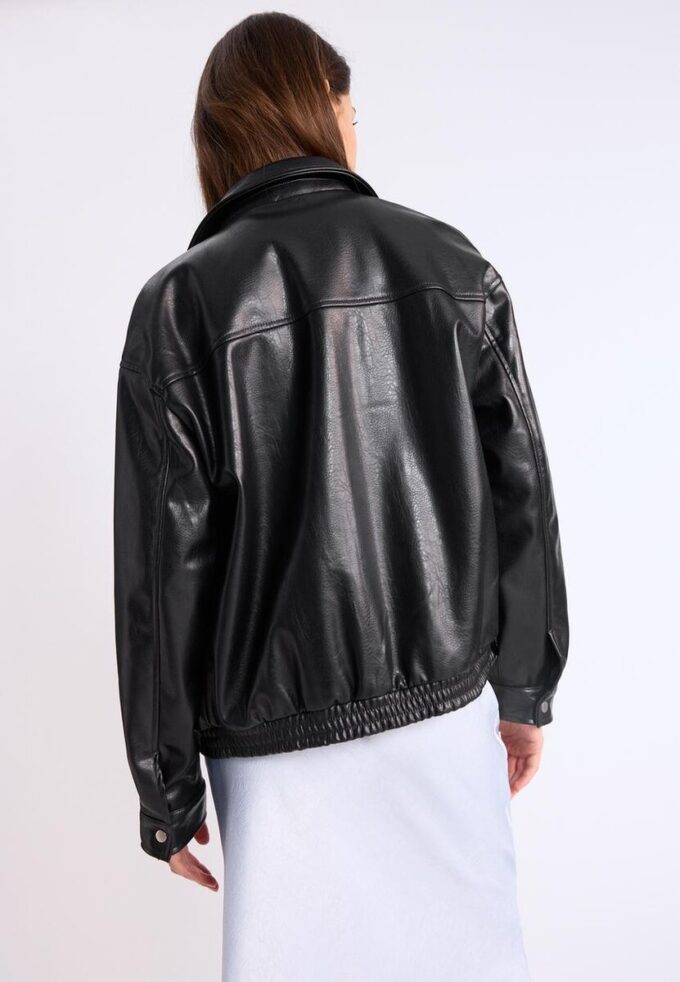 Oversize jas met leerlook