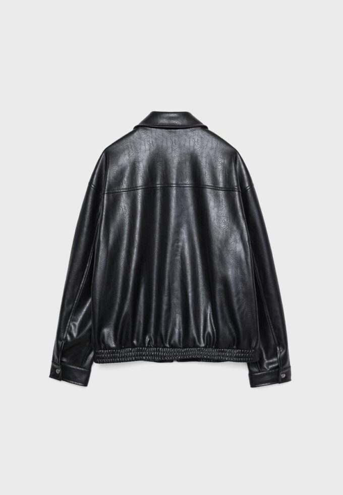 Oversize jas met leerlook
