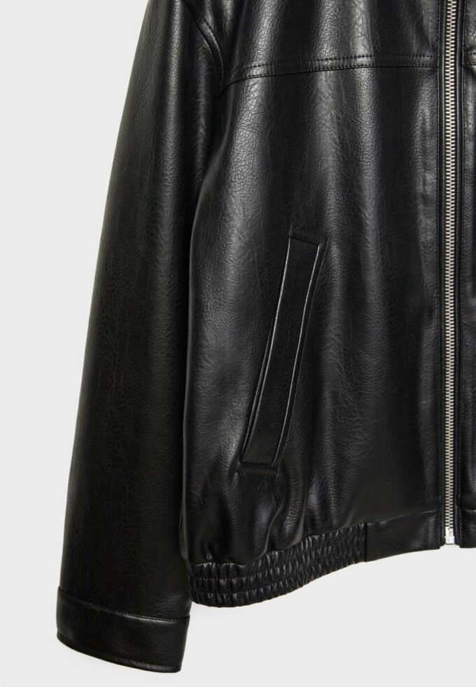 Oversize jas met leerlook