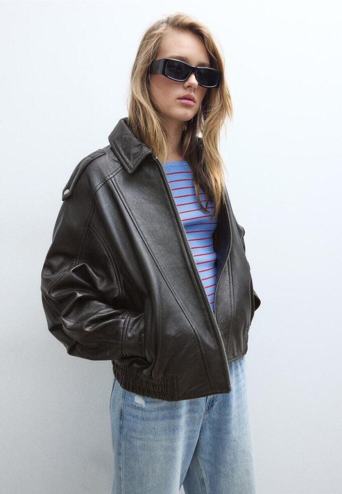 Oversize leren jas