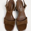 Plateausandalen van gespleten leer