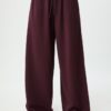Pluche broek met Wide Leg pijpen en sierstuk Pluche broek met Wide Leg pijpen en sierstuk