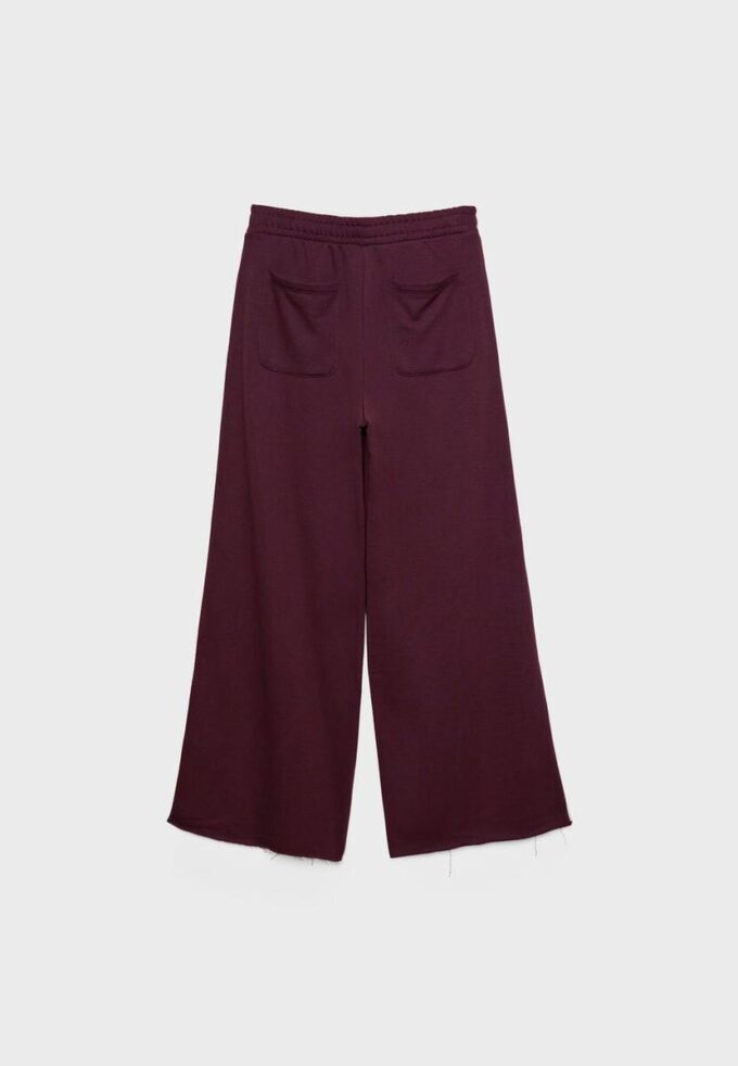 Pluche broek met Wide Leg pijpen en sierstuk Pluche broek met Wide Leg pijpen en sierstuk
