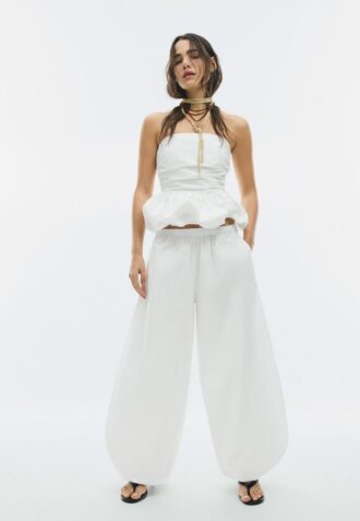 Popeline broek met volume