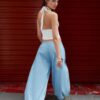 Popeline broek met volume