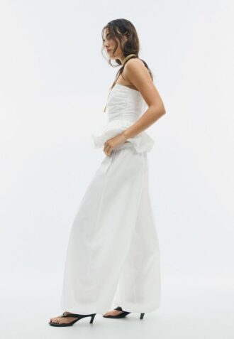 Popeline broek met volume