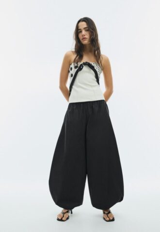 Popeline broek met volume