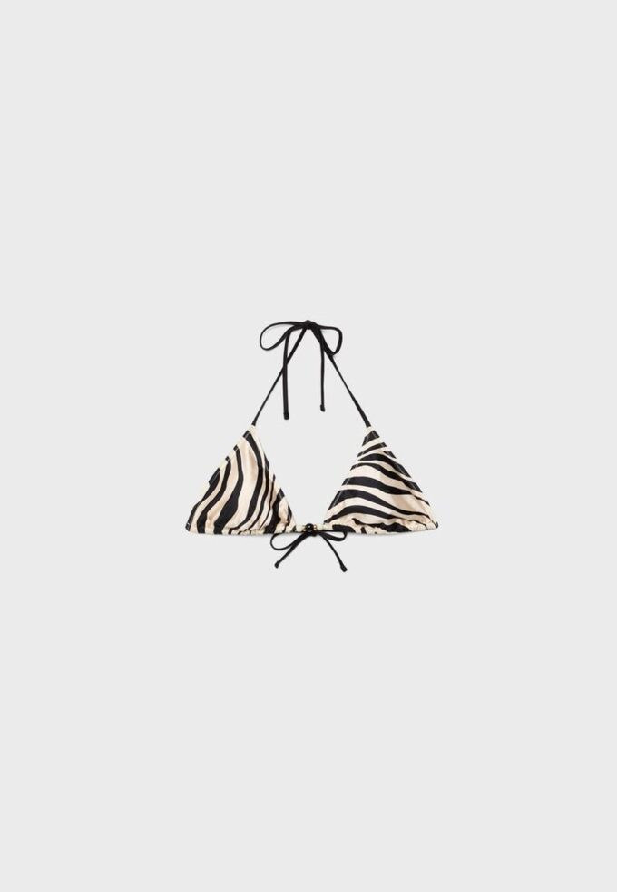 Prints op satijn op driehoekige bikinitop