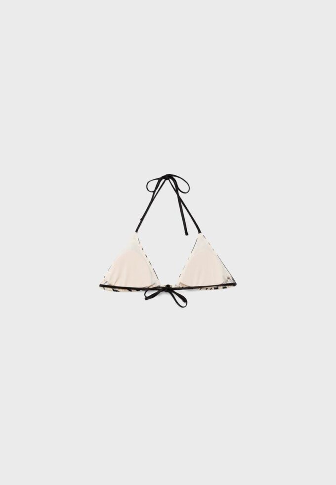Prints op satijn op driehoekige bikinitop