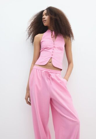 Qipao-top met halternek en knopen