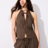 Qipao-top met halternek en knopen Qipao-top met halternek en knopen
