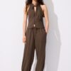 Qipao-top met halternek en knopen Qipao-top met halternek en knopen