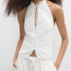 Qipao-top met halternek en knopen