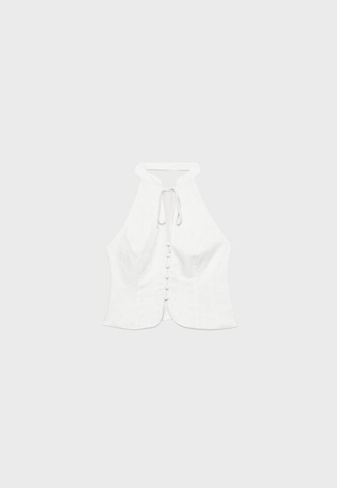 Qipao-top met halternek en knopen