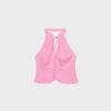 Qipao-top met halternek en knopen