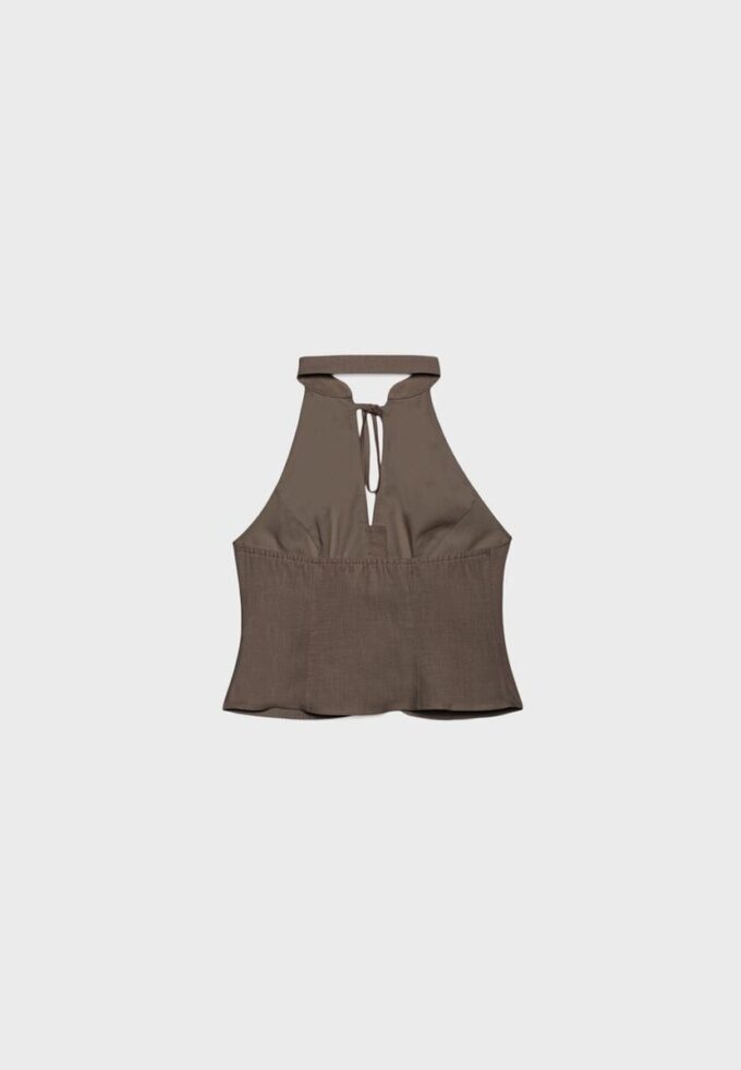 Qipao-top met halternek en knopen Qipao-top met halternek en knopen