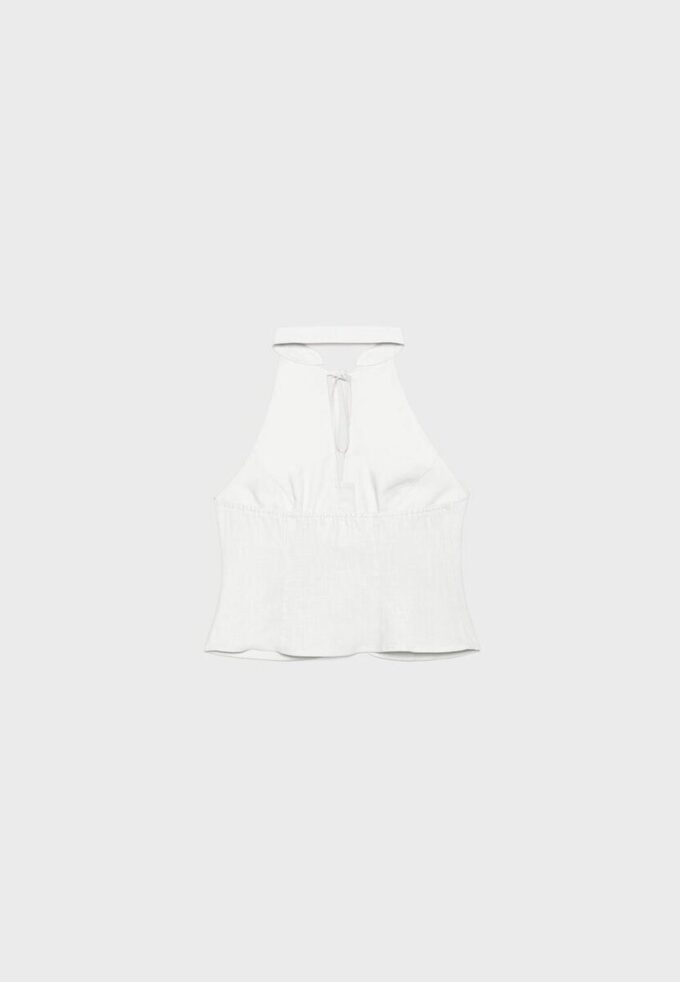Qipao-top met halternek en knopen
