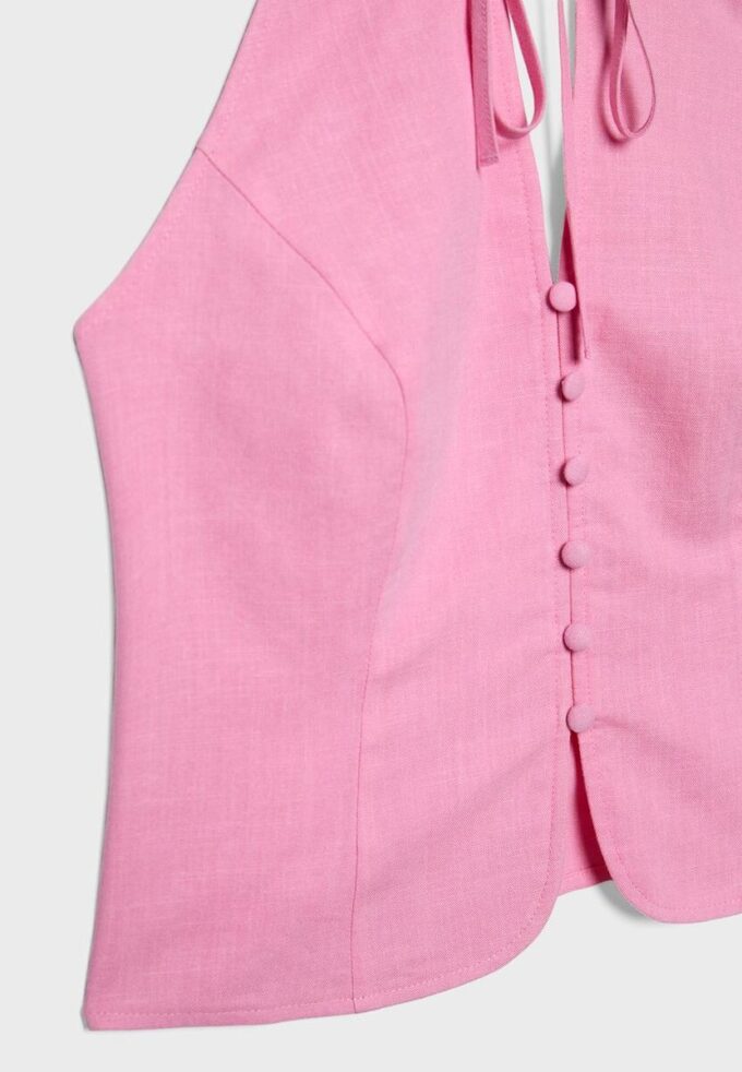 Qipao-top met halternek en knopen