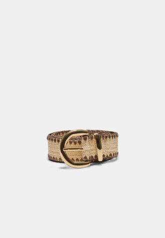 Raffia-riem met stiksels
