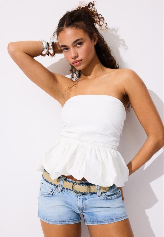 Raffia-riem met stiksels
