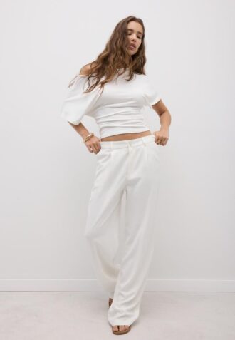 Rechte broek met linnenlook