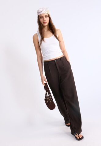 Rechte broek met linnenlook
