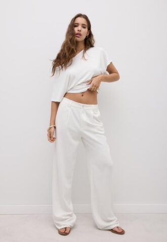 Rechte broek met linnenlook