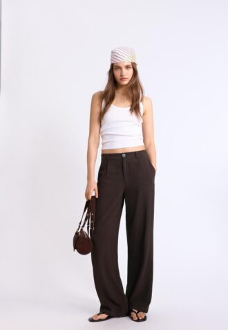 Rechte broek met linnenlook