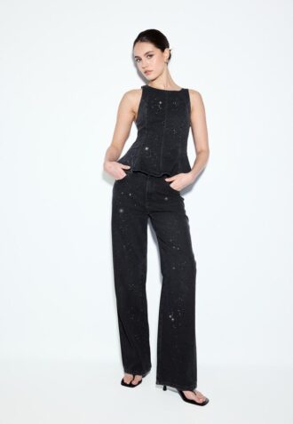 Rechte jeans met strass-steentjes