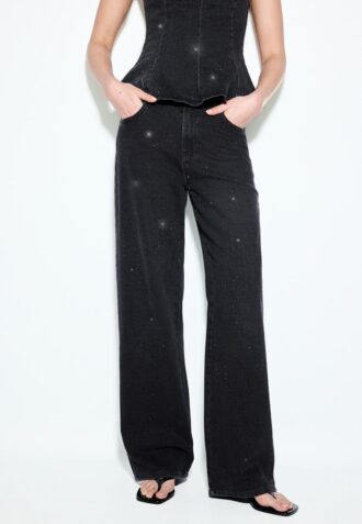 Rechte jeans met strass-steentjes
