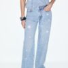 Rechte jeans met strass-steentjes Rechte jeans met strass-steentjes