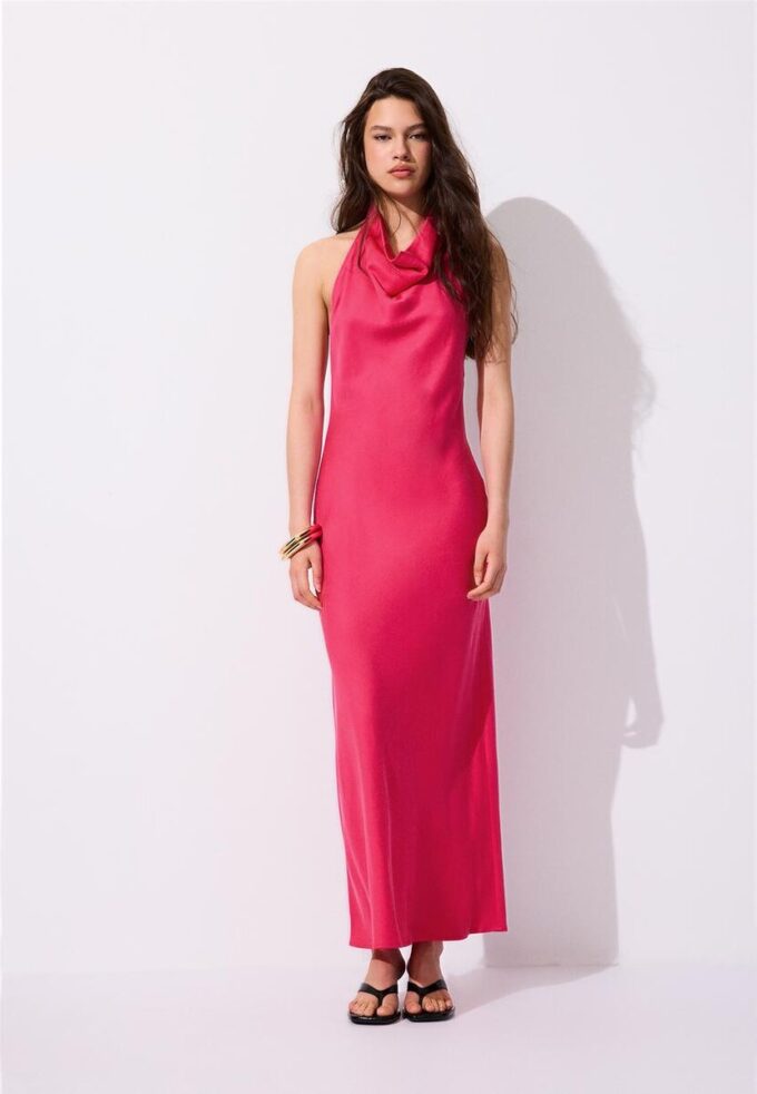 Rugloze halter midi-jurk